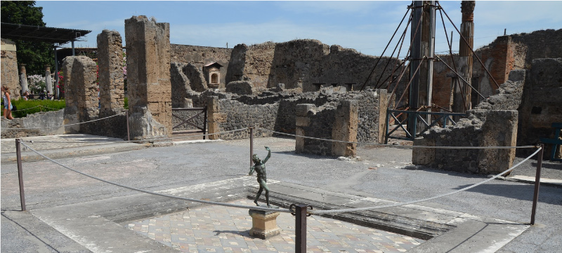 The ruins of the original House of the Faun in Pompeii